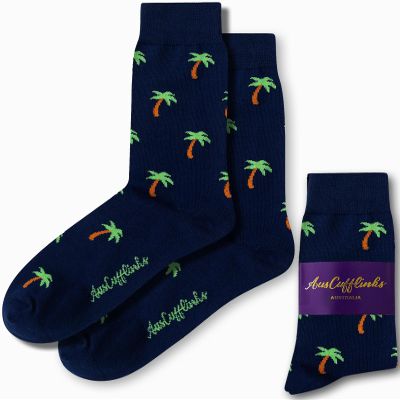 AUSCUFFLINKS Palm Tree Socks For Him | Nature Lover Fun Socks Gift for Her | Happy Gift Socks Quirky Novelty Present for Dad | Socks for Mum (PALM TREE)