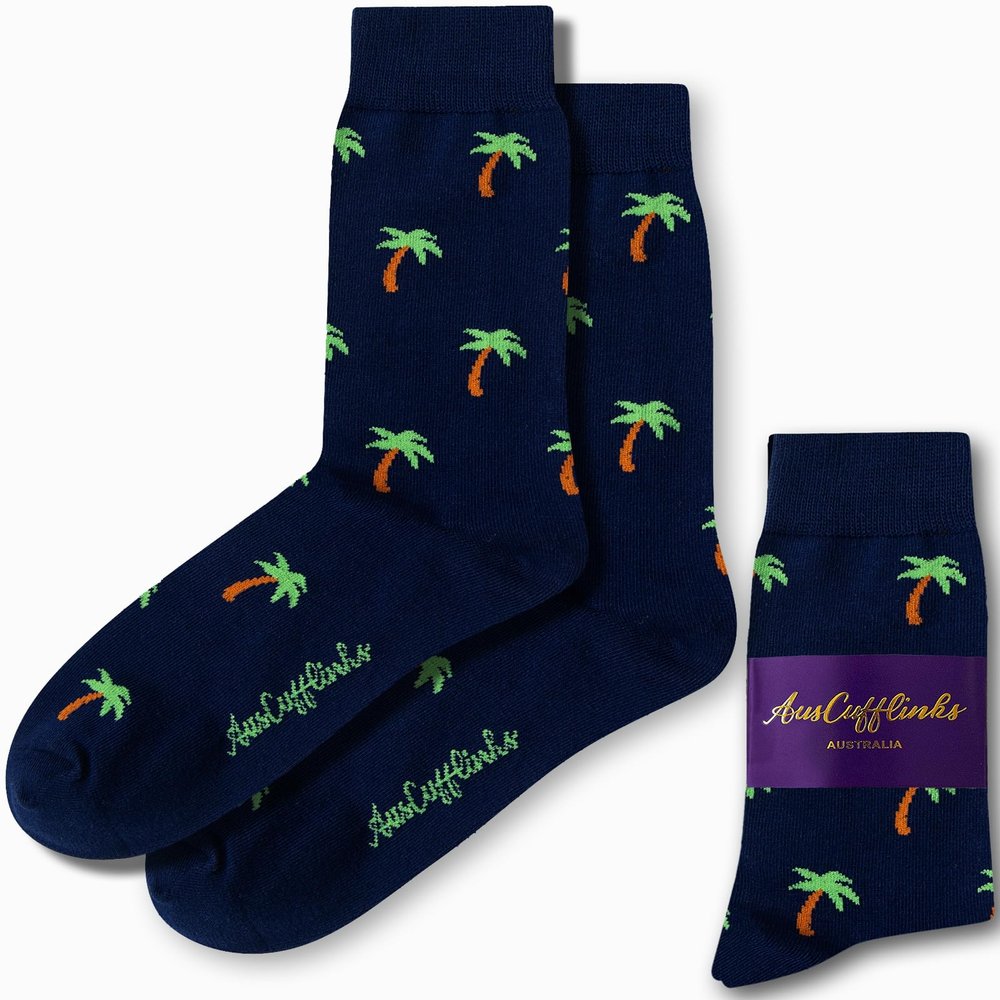 AUSCUFFLINKS Palm Tree Socks For Him | Nature Lover Fun Socks Gift for Her | Happy Gift Socks Quirky Novelty Present for Dad | Socks for Mum (PALM TREE)