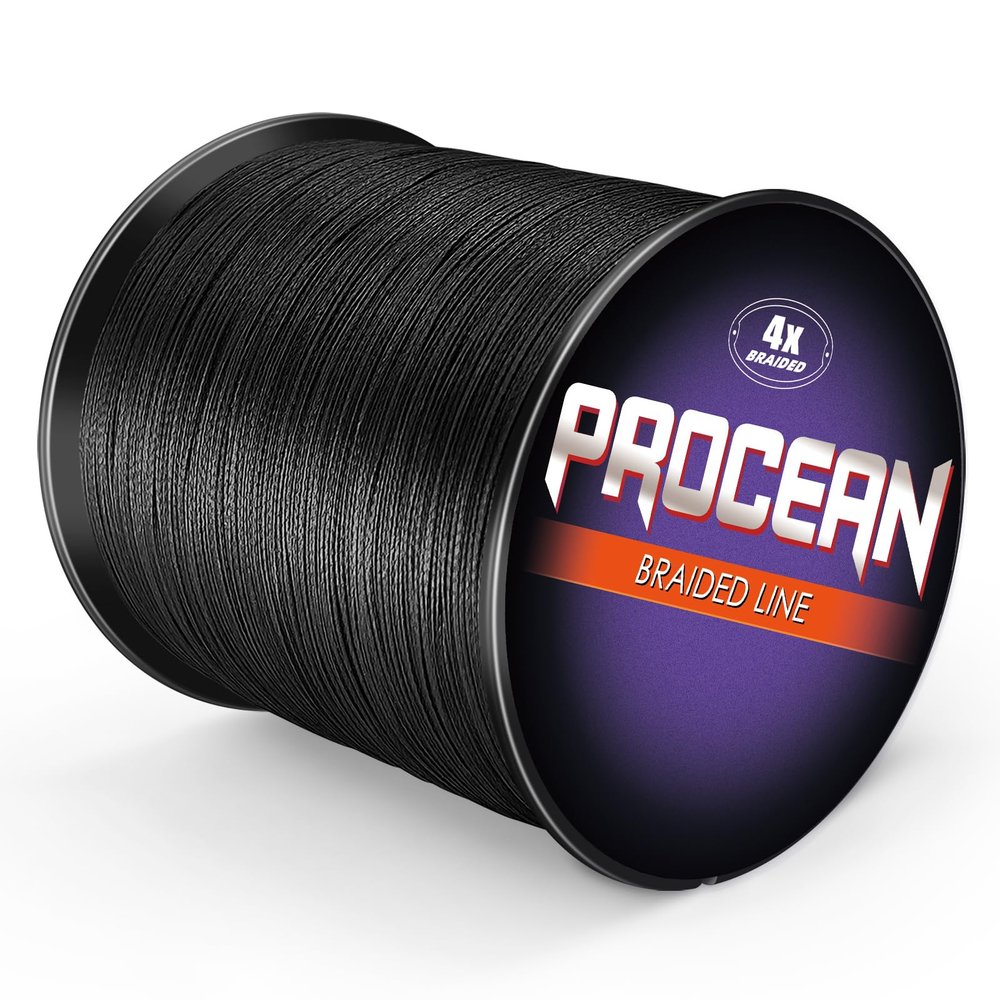 Procean 100% PE 4 & 8 Strands Braided Fishing Line, 6-300 LB Sensitive Braided Lines, Super Performance and Cost-Effective (Black, 80LB(36.3Kg) 0.48mm-328Yds)
