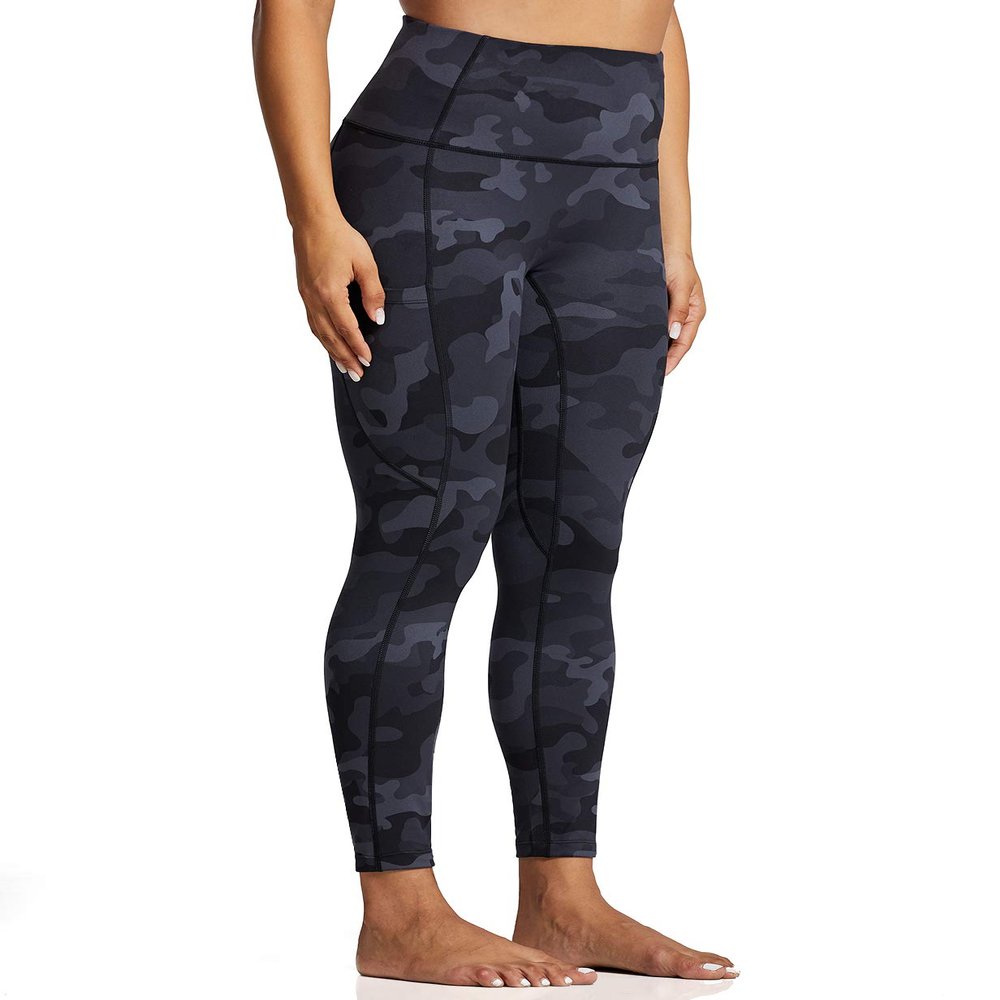 ZUTY 7/8 Workout Leggings for Women High Waisted Leggings with Pockets Squat Proof Yoga Ankle Leggings Plus Size 25" Black camo XL