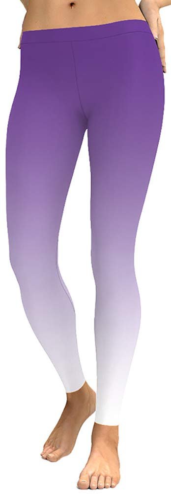 Sister Amy Women's Digital Skull Printted Ankle Elastic Tights Shiny Legging Purple X-Large