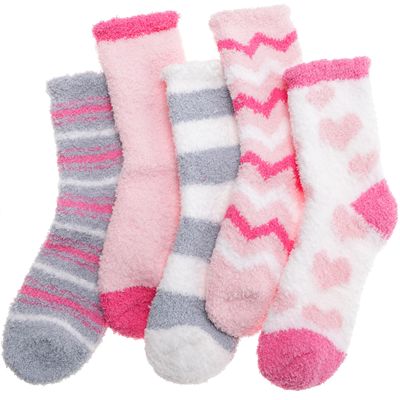 Anlisim Fuzzy Socks for Women, Soft Comfy Cozy Fluffy Thick Winter Warm Fleece Slipper Socks (5-9, Mixed Color Pink)