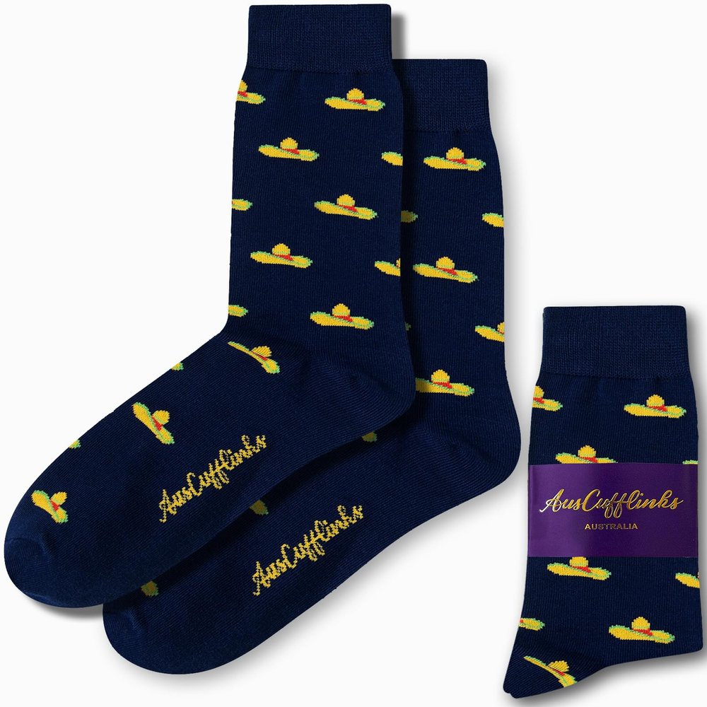AUSCUFFLINKS Sombrero Socks For Him | Mexican Hat Fun Socks Gift for Her | Happy Gift Socks Quirky Novelty Present for Dad | Socks for Mum (SOMBRERO) One Size