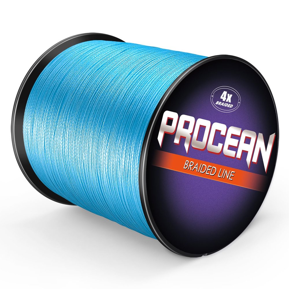 Procean 100% PE 4 & 8 Strands Braided Fishing Line, 6-300 LB Sensitive Braided Lines, Super Performance and Cost-Effective (Blue, 300LB(136Kg) 1.0mm-328Yds(8Strands))