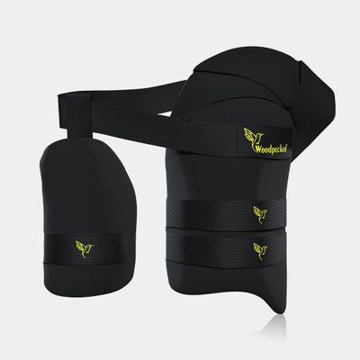 Woodpecker Thigh Guard for Cricket (Black and Orange with 3 Straps)