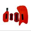 Woodpecker Thigh Guard for Cricket (Black and Orange with 3 Straps) view 4