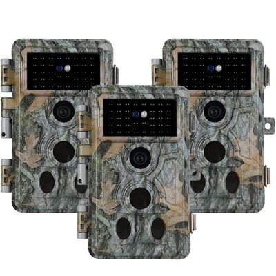 Folgtek 3-Pack Trail Camera 64MP 1296P with No-Glowing Night Vision & Motion Detection 120 Wide Angle, 0.1s Trigger Time, IP66 Waterproof Game Camera for Outdoor Hunting