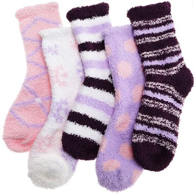 Anlisim Fuzzy Socks for Women, Soft Comfy Cozy Fluffy Thick Winter Warm Fleece Slipper Socks (5-9, Mixed Color Purple)