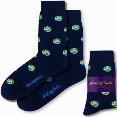 AUSCUFFLINKS Volleyball Socks For Him | Volley Ball Coach Fun Voleyball Player Socks Gift for Her | Happy Gift Socks Quirky Novelty Present for Dad