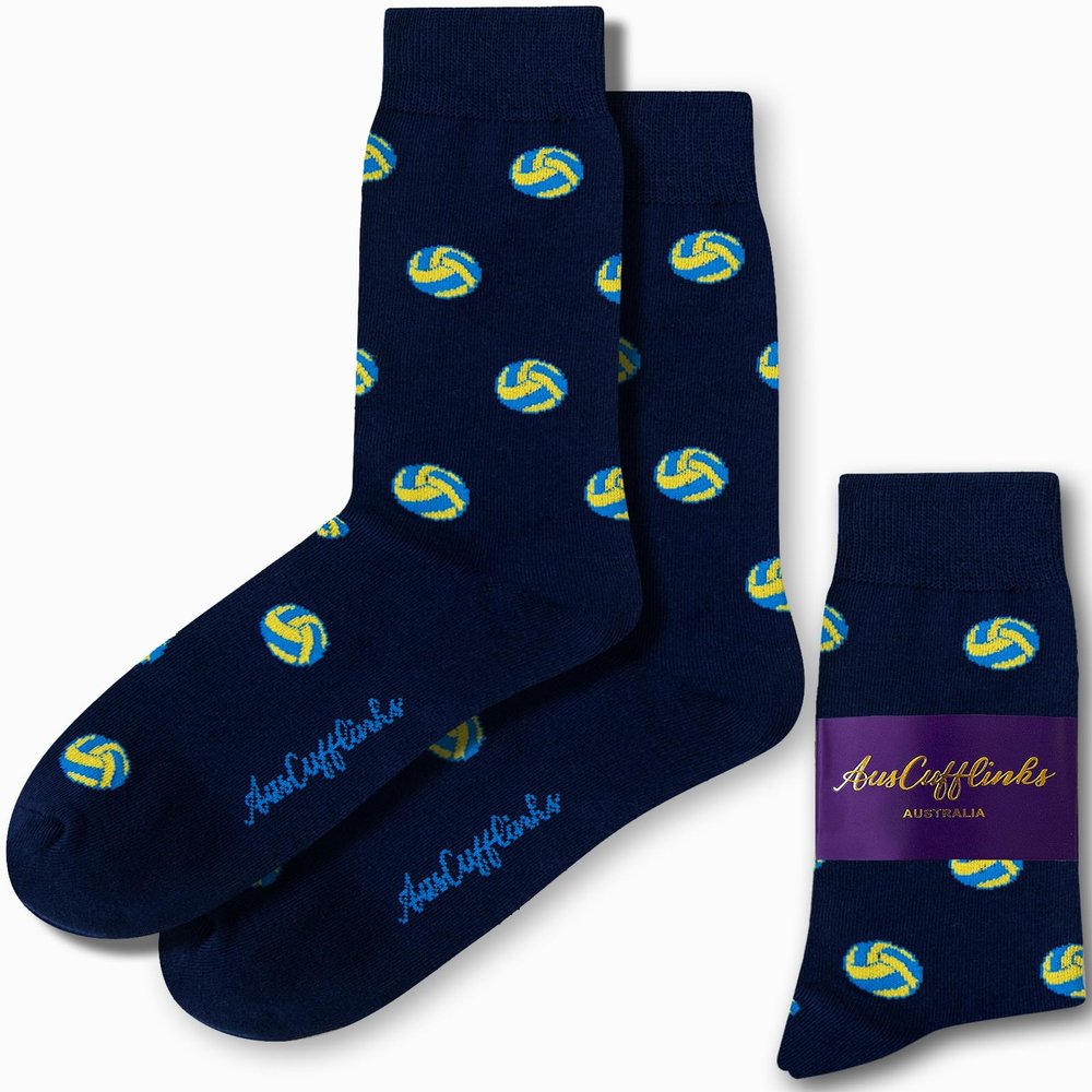AUSCUFFLINKS Volleyball Socks For Him | Volley Ball Coach Fun Voleyball Player Socks Gift for Her | Happy Gift Socks Quirky Novelty Present for Dad