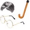 Beefunny Old Man Wig and Glasses Grandpa Costume Accessories Inflatable Walking Cane 100th Day of School Starter Kit (Not Include Cane) view 1