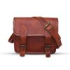 9" small Leather messenger bag shoulder bag cross body vintage messenger bag for women & men satchel man purse compatible with Ipad and tablet Brown