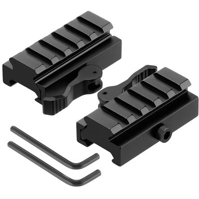 LONSEL Picatinny Riser Mount, Low Profile Rail Riser Mounts Adaptor with QD Lever Lock Quick Release & 5 Slots Picatinny Rails for Scope Rings Optics Sights, 1/2" H x 2.5''L (2 Pack)
