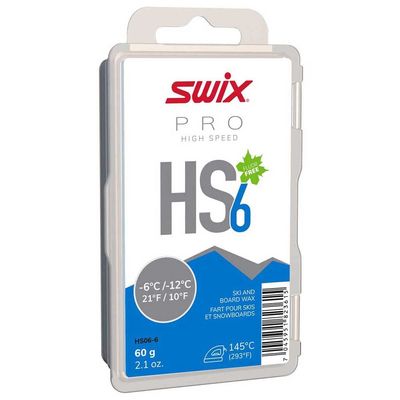 Swix HS6 Blue High Speed Ski & Snowboard Wax for Moderate Temperatures - 60g