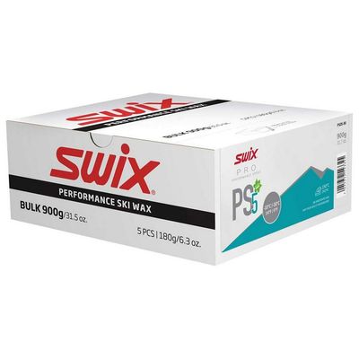 Swix PRO Speed Wax - PS5 Turquoise 0 to 14 Degrees Fahrenheit - 5 Bars 900g Total - Fluoro Free - Ski or Snowboard