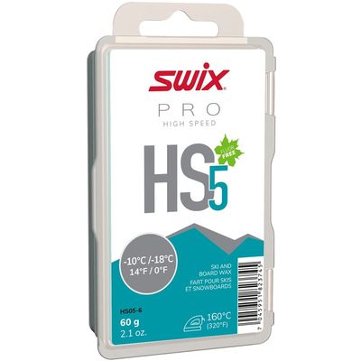Swix HS5 Turquoise High Speed Ski & Snowboard Wax for Cold Temperatures - 60g