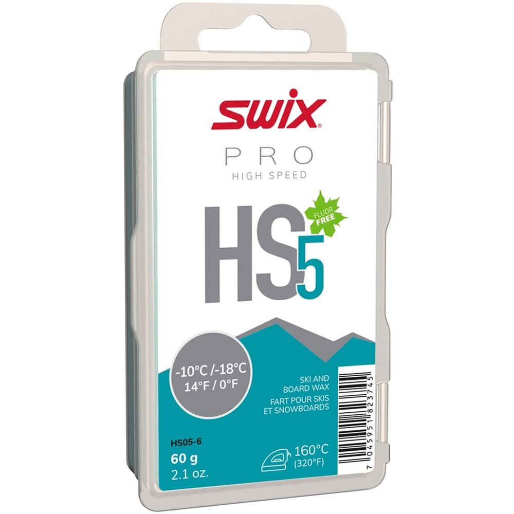Swix HS5 Turquoise High Speed Ski & Snowboard Wax for Cold Temperatures - 60g