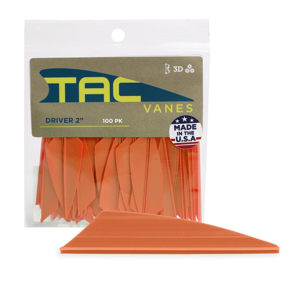 2" Driver Hybrid Vanes, Orange Vanes, Pack of 100, Vanes for Archery Bowhunting and Recreational Shooting