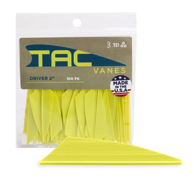 2" Driver Hybrid Vanes, Yellow Vanes, Pack of 100, Vanes for Archery Bowhunting and Recreational Shooting