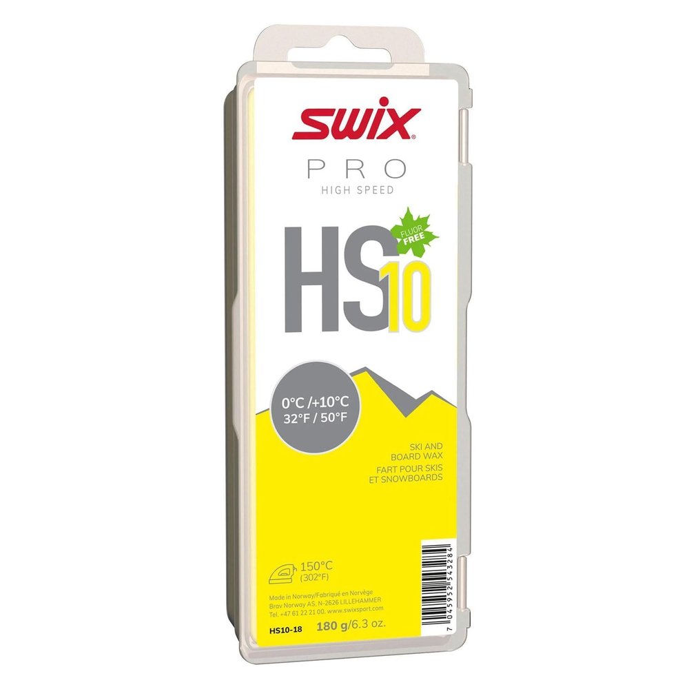 Swix HS10 Yellow High Speed Ski & Snowboard Wax for Very Warm Temperatures - 180g