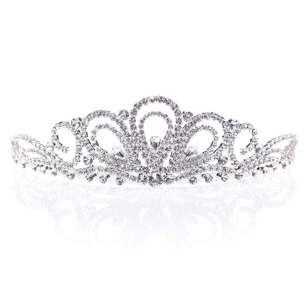 Anderson's Laura Rhinestone Tiara, Sparkling Clear Crystal Crown for Women, Adjustable Silver Band with Comfort Combs, Perfect for Weddings, Proms, Pageants, Quinceaeras, and Special Occasions