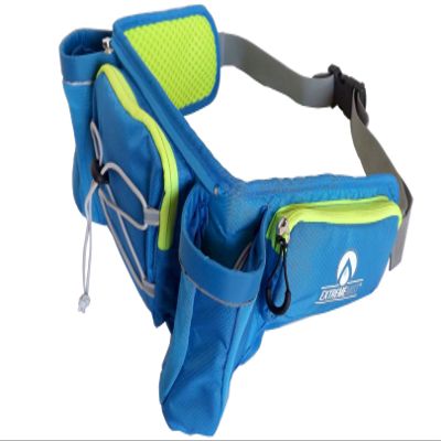 ExtremeMIST Detachable Hydration Waist Pack - Water Bottle Holder Fanny Pack | Belt with 2 Bottle Holders| Zipper Storage Pockets| Perfect for Climbing, Running, Cycling, Jogging, Hiking (Blue, Large)
