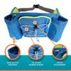 ExtremeMIST Detachable Hydration Waist Pack - Water Bottle Holder Fanny Pack | Belt with 2 Bottle Holders| Zipper Storage Pockets| Perfect for Climbing, Running, Cycling, Jogging, Hiking (Blue, Large) view 3