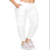 ALWAYS Womens Ribbed Cargo Jogger Sweatpants - Premium Soft Winter Warm Stretch Rib Knit Pants with Pockets White M view 3
