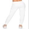 ALWAYS Womens Ribbed Cargo Jogger Sweatpants - Premium Soft Winter Warm Stretch Rib Knit Pants with Pockets White M view 4