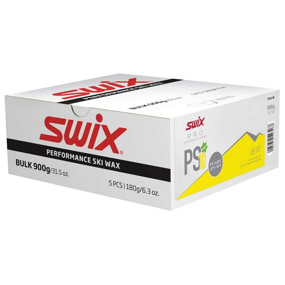 Swix PRO Speed Wax - PS10 Yellow 32 to 50 Degrees Fahrenheit - 900g Bar - Fluoro Free - Ski or Snowboard