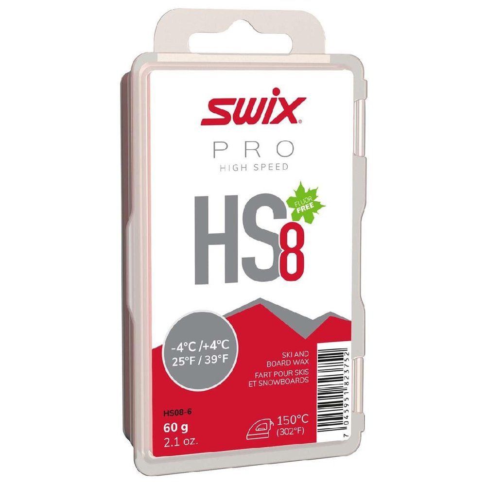 Swix HS8 Red High Speed Ski & Snowboard Wax for Warmer Temperatures - 60g