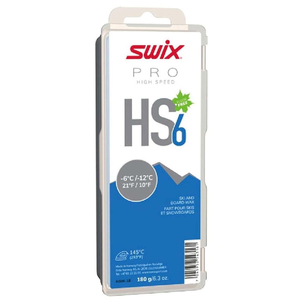 Swix HS6 Blue High Speed Ski & Snowboard Wax for Moderate Temperatures - 180g