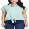 Weatherproof Vintage Ladies' Tie Front Top (Green Solid, Large) view 1