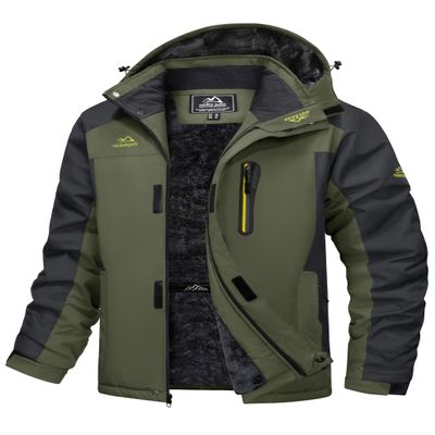 MAGCOMSEN Mens Ski Jacket Waterproof Insulated Winter Snowboarding Coats Thermal Fleece Lined Rain Jackets Outdoor Army Green, S