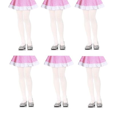 I&S 6 Pack Girl's Winter Tights Fashion Kids Stretch Comfortable Assorted Colors Designs (XL - (Age: 11-14 Years), Whites)