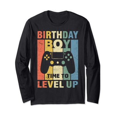 Birthday Boy Time to Level Up Video Game Birthday Gift Boys Long Sleeve T-Shirt