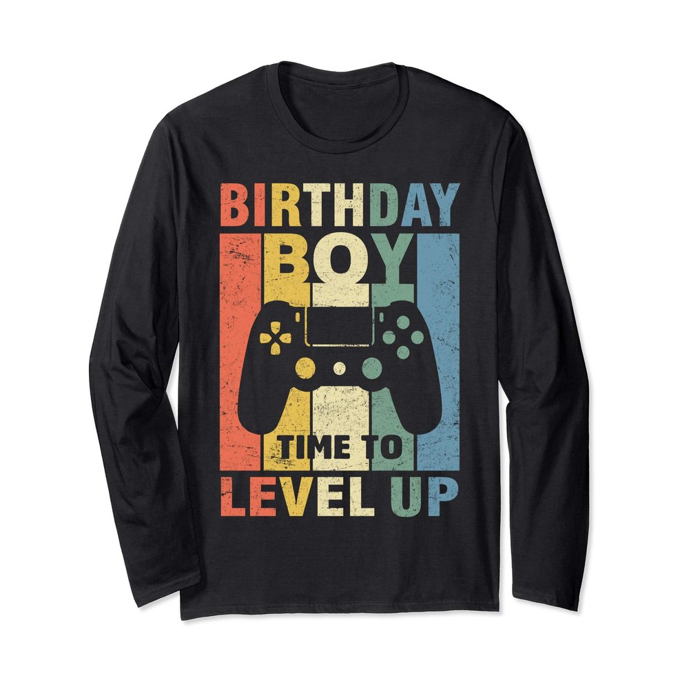 Birthday Boy Time to Level Up Video Game Birthday Gift Boys Long Sleeve T-Shirt