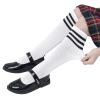 American Trends Kids Socks Knee High Uniform Sports Soccer Socks Stripes Tube Socks for Child Boys Girls 1 Pack White & Black view 3