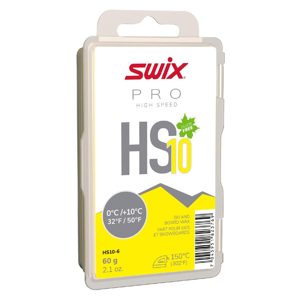 Swix HS10 "Yellow" High Speed Ski & Snowboard Wax for Very Warm Temperatures - 60g