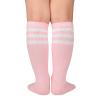 Kids Socks Knee High Uniform Sports Soccer Socks Stripes Tube Socks for Child Boys Girls 1 Pack Pink & White view 3