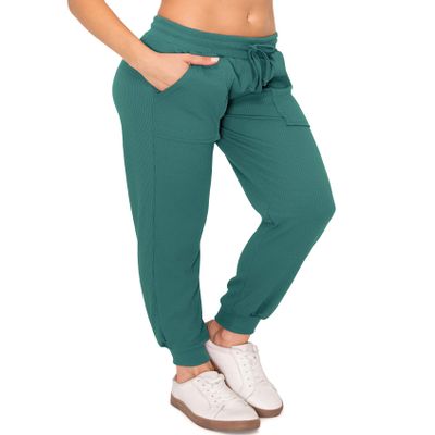 ALWAYS Womens Ribbed Jogger Sweatpants - Rib Knit Pants with Pockets Seafoam S