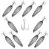 Fish WOW! 10 Pieces 2oz Fishing Spoon jig with a 3561D-DT 3X Mustad Treble Hook 2/0 view 1