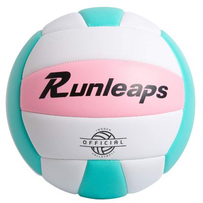 Runleaps Volleyball, Waterproof Indoor Outdoor Volleyball for Beach Game Gym Training, Official Size 5 (PinkBlue)