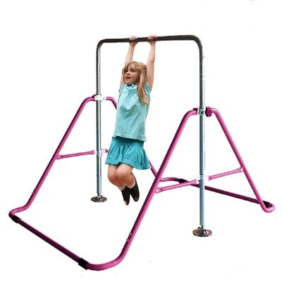 5 Star TD Expandable Gymnastics Bar Adjustable Height Horizontal Bars, Junior Training Bar Children Folding Training Monkey Bars for Kids Pink