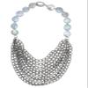 10 Strands of Pewter Chains Layered with 1 Strand of Gray Coin Pearl Necklace for Women Gifts 19" view 1