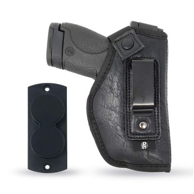Combo IWB Gun Holster + Magnet - by PH - Concealed Carry - PU Leather - Soft Interior - Fits M&P Shield 9mm.40.45 Auto/Glock 29 30 33 42 43 / Ruger LC9, LC380 - Taurus Slim, PT111