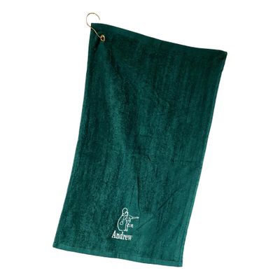 101 BEACH Personalized Cotton Bowling Towel with Embroidered Name with Clip (Hunter Green - Embroidered Name)