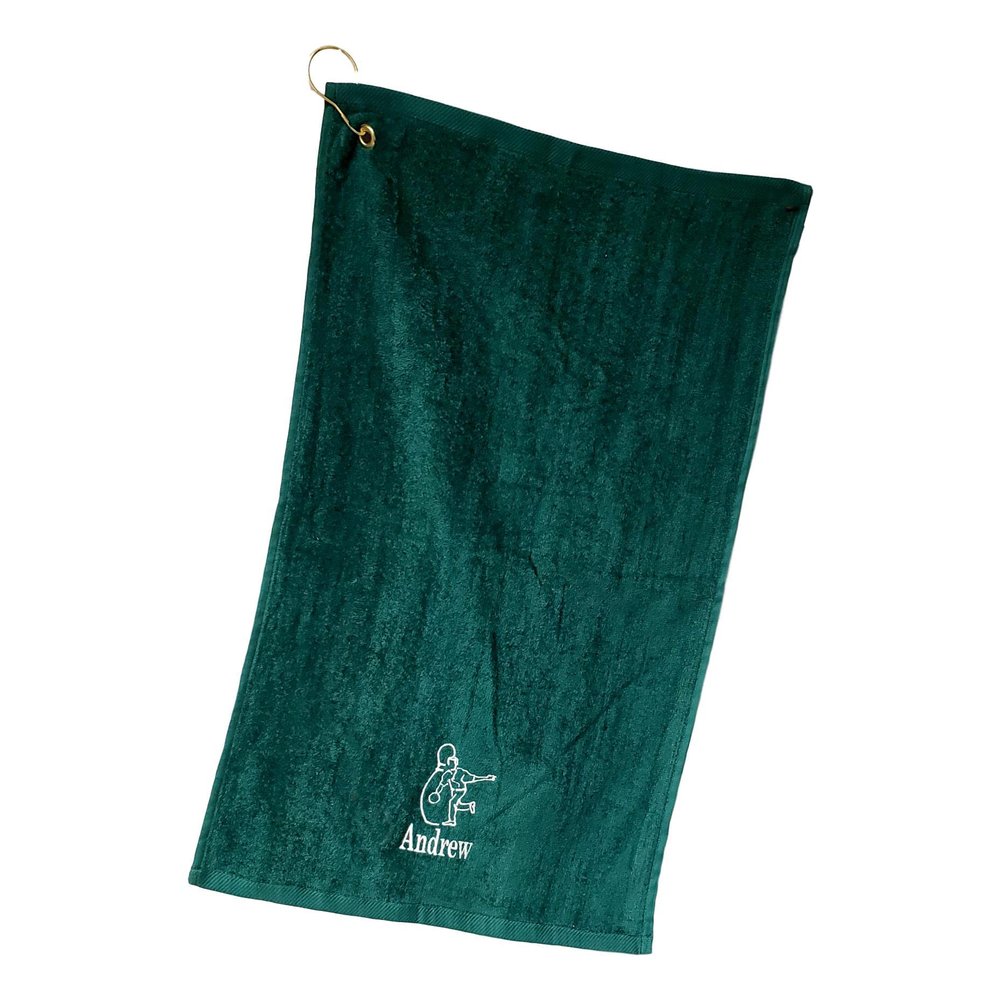 101 BEACH Personalized Cotton Bowling Towel with Embroidered Name with Clip (Hunter Green - Embroidered Name)