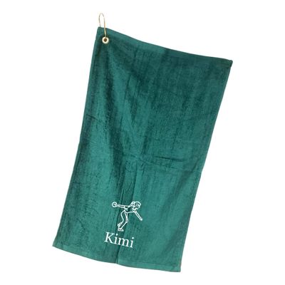 101 BEACH Women's Personalized Cotton Bowling Towel with Embroidered Name with Clip (Green - Embroidered Name - Woman)