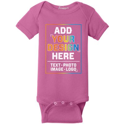 TEEAMORE Custom Bodysuits for Baby Personalized Bodysuit Design Your Own Add Your Text Image Raspberry
